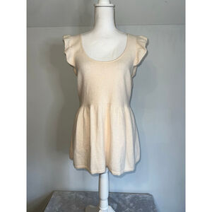 Free People Lambswool Angora Ruffle Sleeve Top L